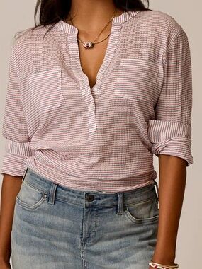 Carve Designs Red & Blue Striped Dylan Gauze Shirt NWT